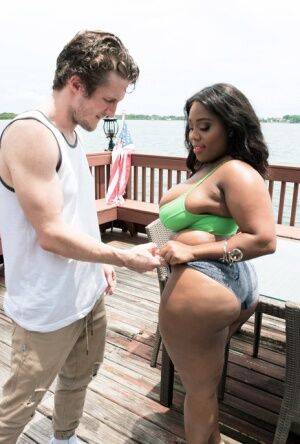 Curvy ebony chick Ms Yummy seduces a hapless white boy with her big booty on pornstar6.com