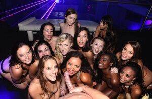 Black and white party girls fuck every cock they come across in nightclub on pornstar6.com
