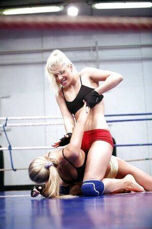 Gorgeous sporty lesbians fighting and pleasuring each other in the ring on pornstar6.com