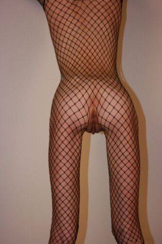 Solo model with a shaved head poses in a fishnet bodystocking on pornstar6.com