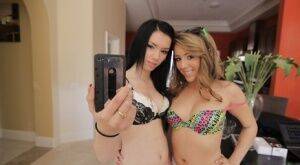 Lesbians teens Ella Milano and Callie Cyprus are making selfies - Cyprus on pornstar6.com