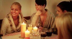 Group sex breaks out among friends sharing mixed drinks by candlelight on pornstar6.com