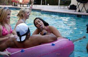 Fantastic outdoor party at the pool with a bunch of how wet chicks on pornstar6.com