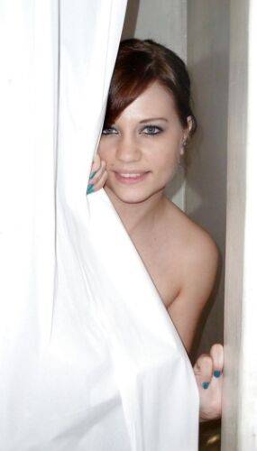 Sweet european amateur posing for a homemade photo in the shower on pornstar6.com