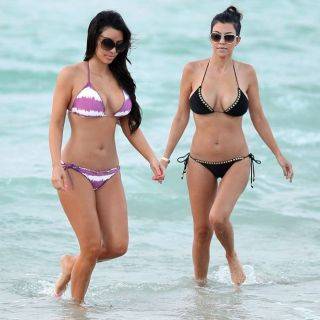 Teen celeb kim kardashian posing on the beach on pornstar6.com
