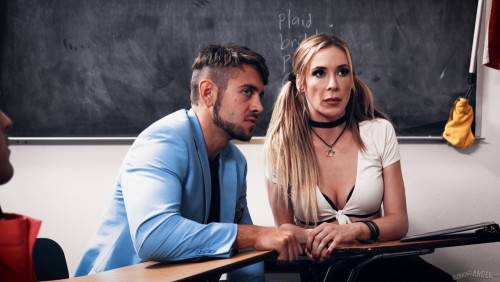 Skinny Schoolgirl In High-knee Socks Gets Eaten Out And Shagged In The Classroom on pornstar6.com