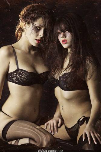 Nikki Brooks And Her Lez Friend Both With Ugly Make-up And In Black Lingerie Make Love In The Dark. on pornstar6.com