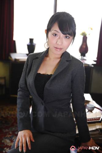 Hot japanese brunette Kana Aizawa in sexy posing on camera in office - Japan on pornstar6.com