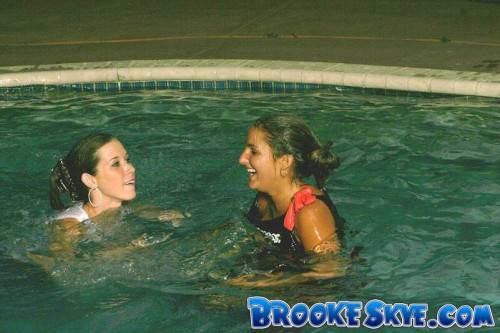 Lassie Brooke Skye And Her Playful Girlfriend Get Fully Nude In The Pool on pornstar6.com