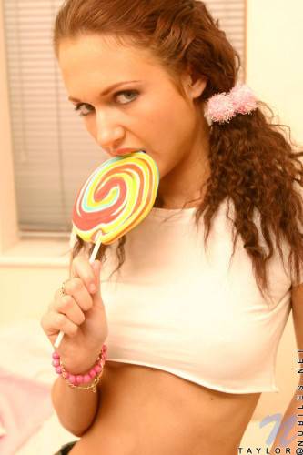 Skinny Teenie Miss Taylor Nubiles Licks Massive Lollipop And Gets Undressed on pornstar6.com