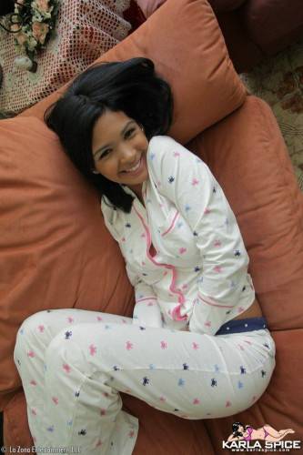 Raven Haired Latina Teen Karla Spice In Pink Panties Strips Out Of Her Pajamas on pornstar6.com