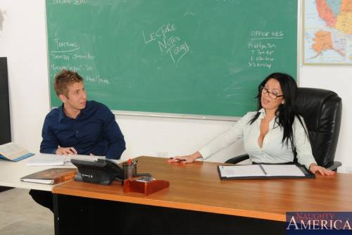 Brunette Milf Sienna West Is On The School Desk Getting Drilled By The Young Student on pornstar6.com