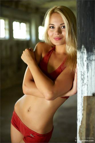 Cute Blonde In Red Bikini Talia MPL Takes Everything Off In A Building And Poses on pornstar6.com