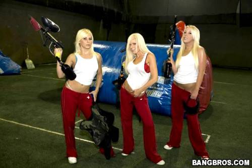 Three Blondes Kenzi Marie, Holly Fox And Madison Ivy Get Fucked After Playing Paintball on pornstar6.com