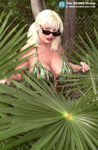 Sarenna Lee in a camouflage bikini on pornstar6.com