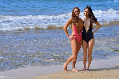 Seducing Lesbians Aubrey FTV And Mary Are Willing To Lose Off Their Bikinis At The Sea on pornstar6.com