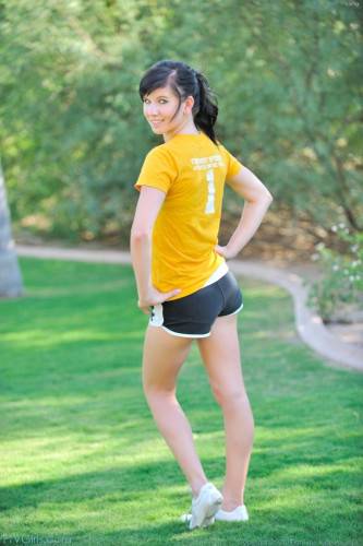 Teen Tasha FTV Removes Her Shorts And Panties Then Does Stretching Exercises Outdoors on pornstar6.com