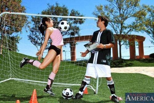 Lewd Chick Franchezca Valentina Getting Pussy And Mouth Cock Filled On The Football Field on pornstar6.com
