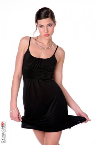 Lusty Brunette Model Olivia La Roche Is Wearing A Cool Black Dress But Not For Long. on pornstar6.com
