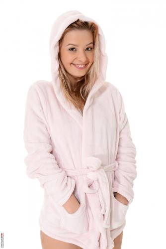Gorgeous Busty Blonde Anna Tatu Poses In Her Bath Robe As Well As Without It on pornstar6.com