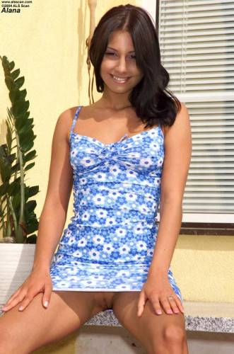 Brunette Doll Anetta Keys Strips Blue Dress Outdoors Boasting With Her Hot Body With Tan Lines. on pornstar6.com