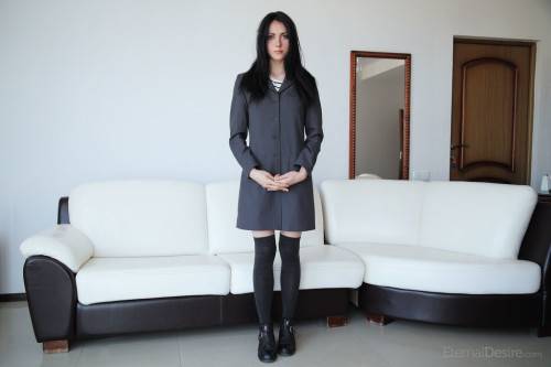 Foxy dark hair teen Eilona in sexy skirt loves foot fetish on pornstar6.com