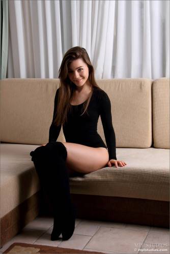 Lily C Showed Up In Sexy Black Stockings And Blouse And Then Undressed And Spread Legs To Show Her Tight Twat on pornstar6.com