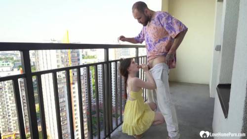 Fucking a hottie on the balcony is amazing on pornstar6.com